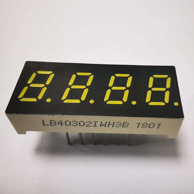 सफेद 7.62mm 4Digit 7 सेगमेंट एलईडी डिस्प्ले तापमान संकेतक के लिए आम एनोड 1